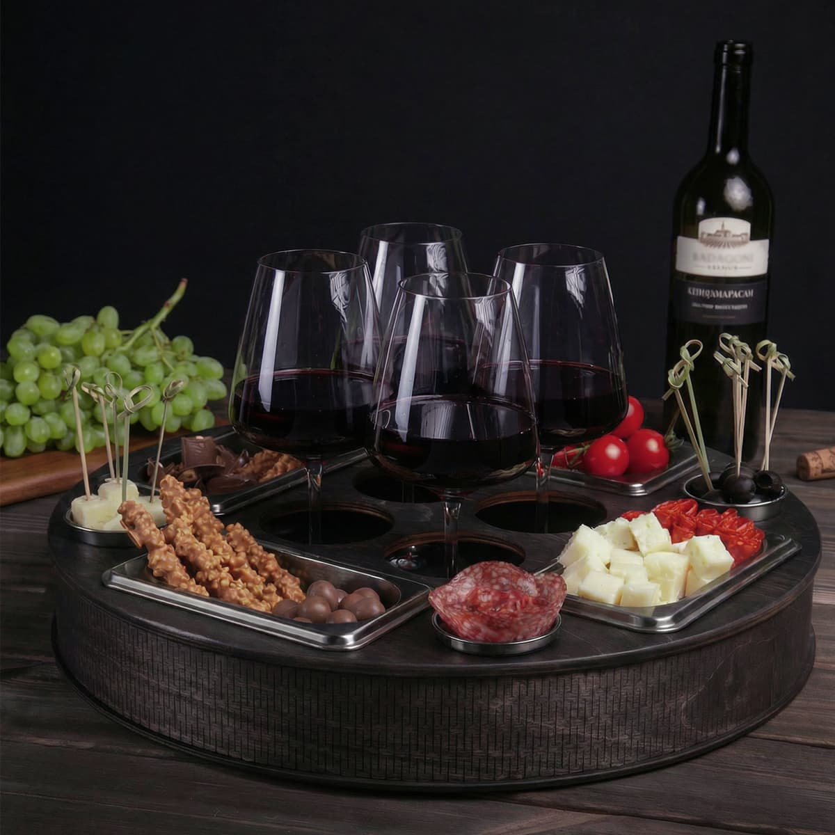 Поднос для напитков Чёрный Нерж